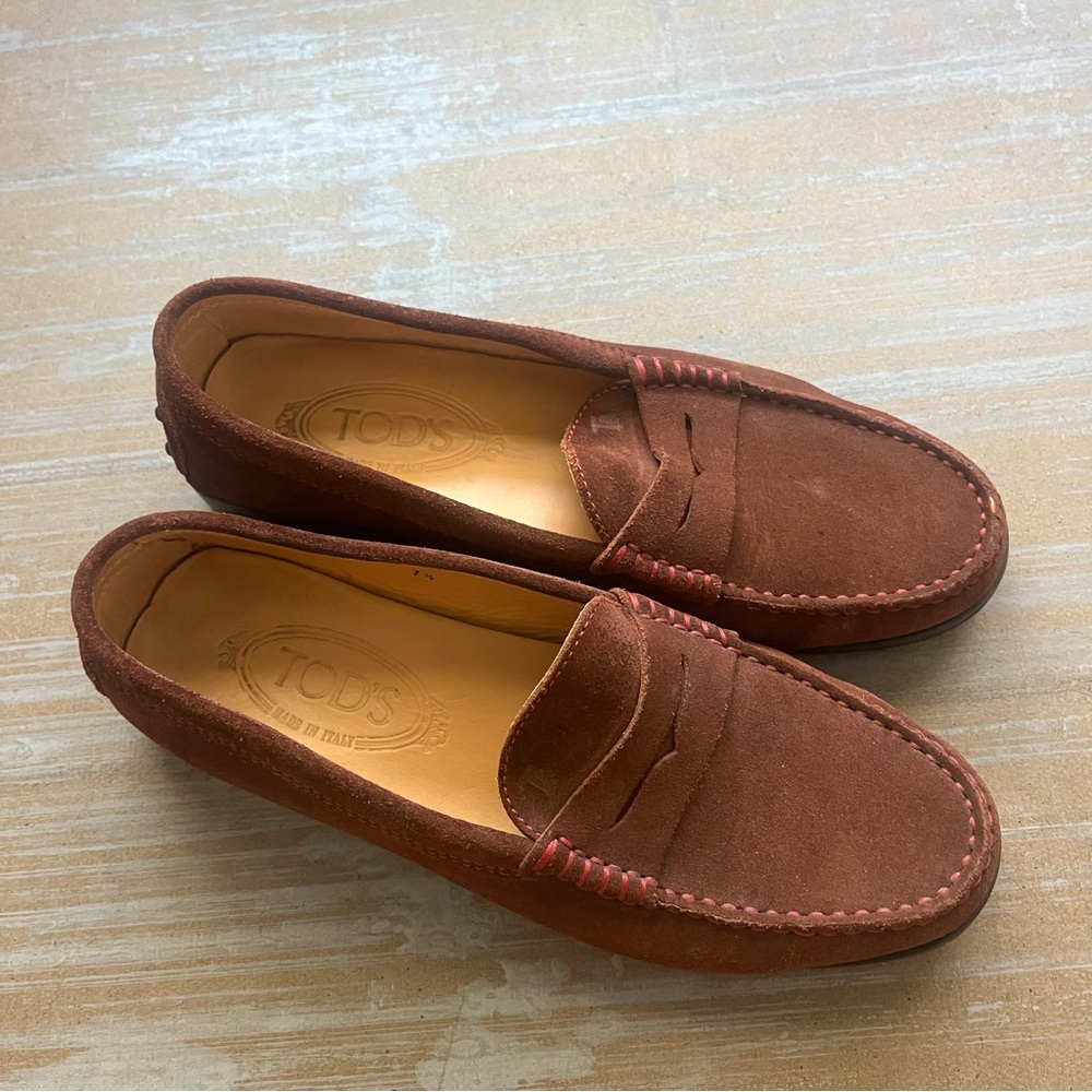 Tod's Brown Suede Penny Loafers - Picture 3 of 8